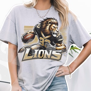 Lions Football png / Lions Shirt PNG / Lions Spirit PNG / mascota de leones png l Diseño de leones png / Diseño de Lions College Descarga instantánea
