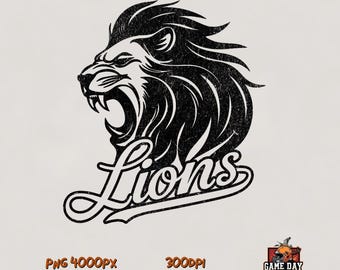 lions png, Roaring lions School shirt png | Lions Spirit PNG, lions mascot logo design sublimation  print files | vector svg, eps cut files