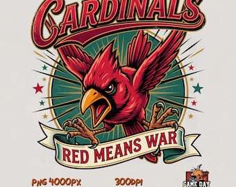 Retro Cardinals PNG: T-shirtontwerp met mascotte uit de jaren 50, sublimatieprint (digitale download)