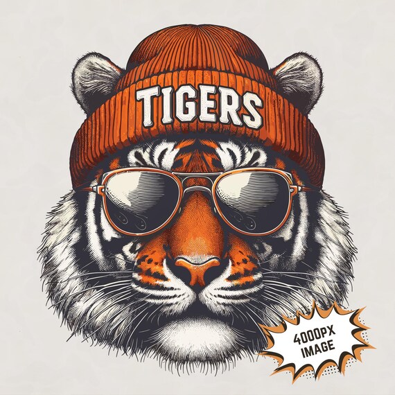 Tiger Football Mascot PNG | T-Shirt Sublimation Design (Digital Download)