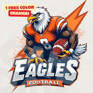 Orange Adler Fußball-Team-Logo Adler Shirt PNG Adler-Team Maskottchen Adler Geist PNG Adler Schulgeist Sublimation Sofortiger Download
