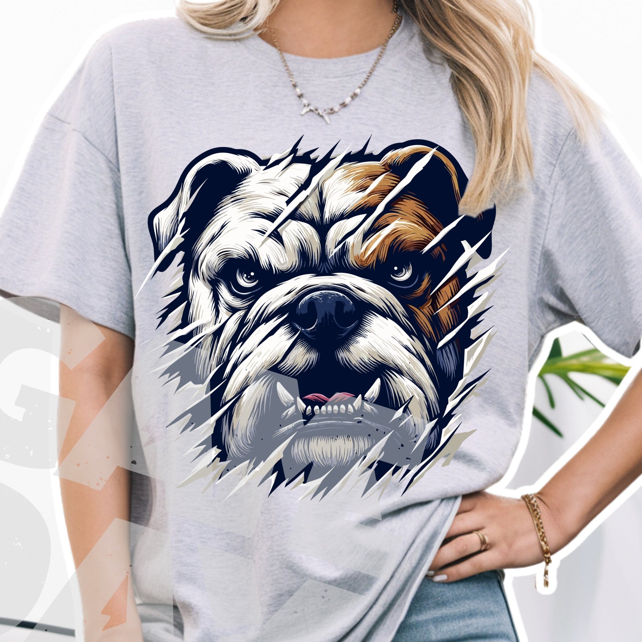 Angry Bulldog Scratch PNG: Mascot Shirt Design (digital Download