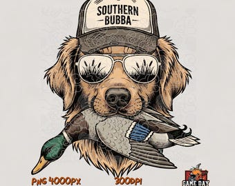 Southern Boy PNG: Boys Hunting Dog with Duck Sublimation file (Digital Download)