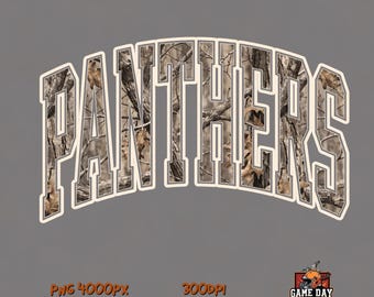 Camo Panthers PNG: Ontwerp voor een schoolshirt (digitale download)