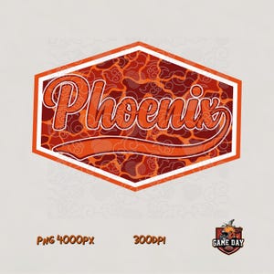 Camo Phoenix PNG: Team Script Logo School Spirit Sublimation File Digital Download
