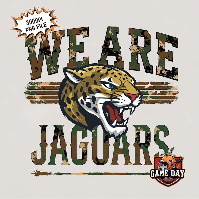 Jaguars Mascot PNG: Camo T-shirt Sublimation Design (digital Download ...