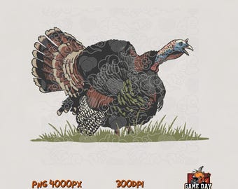 Wild Turkey PNG: Retro Hunting Sublimation image file (Digital Print)