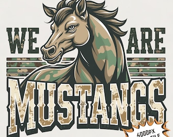 Camo Mustangs PNG: School Spirit Design (Digital Download)