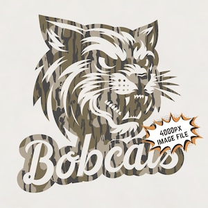 Camo Bobcats Maskottchen PNG: Schulgeist Sublimationsdesign (Digitaler Download)