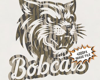Camo Bobcats PNG | Bobcats Mascot sublimation design for tees sweatshirts hoodies mugs | Bobcats  school spirit camouflage pattern