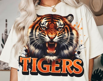 Angry Tiger Mascot PNG: T-Shirt Sublimation Design (Digital Download)