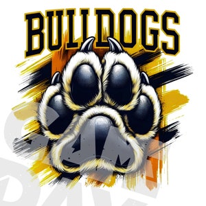 Pata de Bulldog PNG | bulldog Mascott design de sublimação para camisetas, moletons, canecas, meninos, meninas, homens e mulheres | Espírito escolar dos Bulldogs