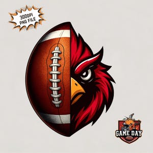 Half Football half Cardinal png | Cardinals football mascot PNG, Cardinal Head T-shirt Sublimation design, Cardinal Spirit Instant download