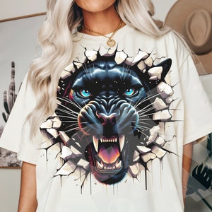 Disegno della maglietta Angry Panther Breakthrough PNG / Panther scratch png / Panther torn rip png / Mascotte della pantera feroce png Download immediato