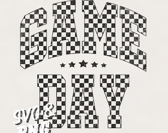 Grunge Checked Game Day Shirt png, Retro Checkered Game Day Png Svg,  Game Day Checkered School Sport Sublimation . Instant download