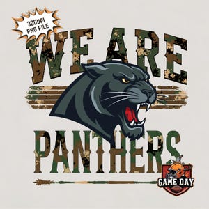 We Are Panthers png, Panthers Shirt PNG | Panthers Head T-shirt Sublimation print file, Panther Spirit PNG | Camo Panther mascot png