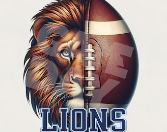 Mascota de fútbol de los Blue Lions PNG: Diseño espiritual (Descarga digital)