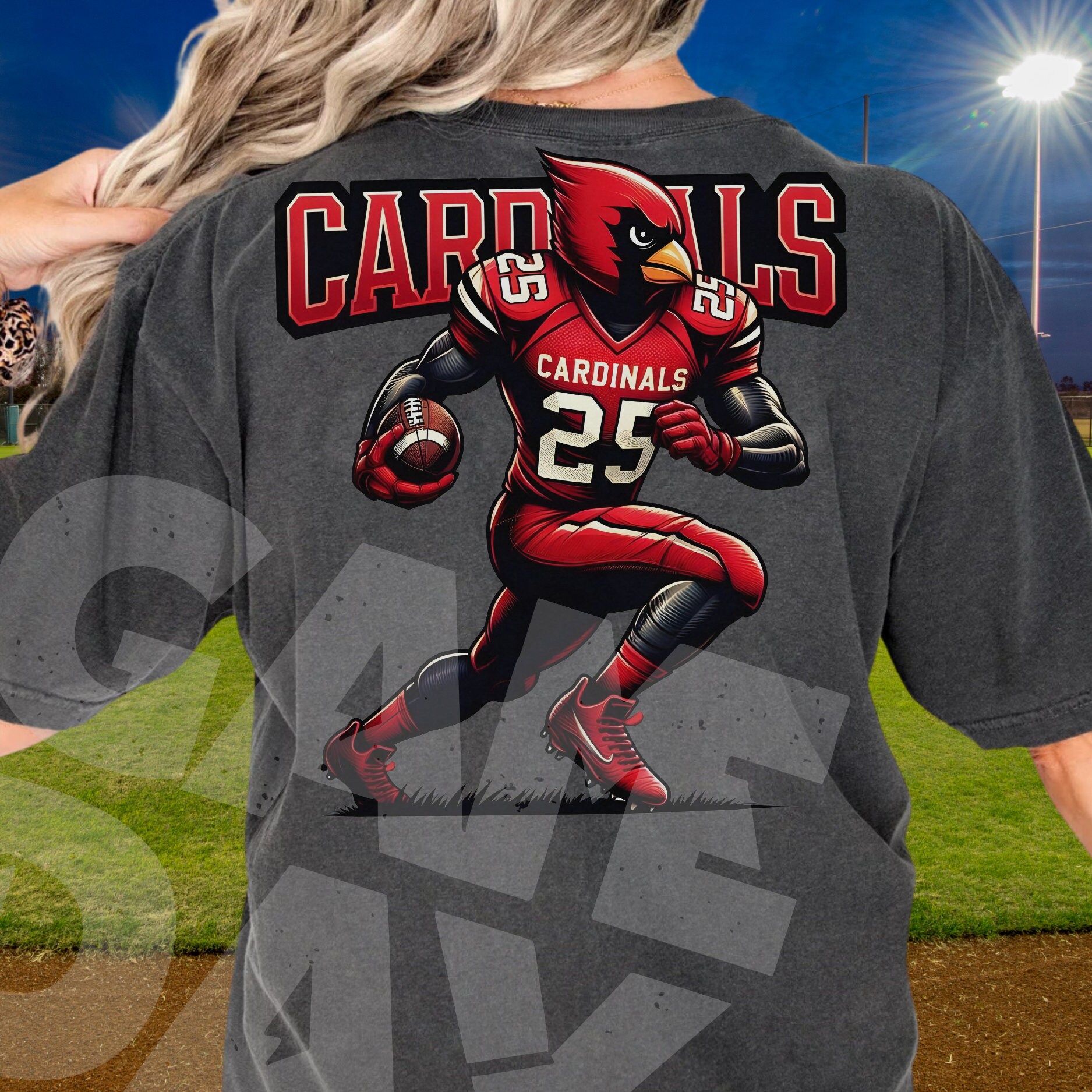 Cardinals Football Mascot PNG: T-shirt Sublimation Design (digital