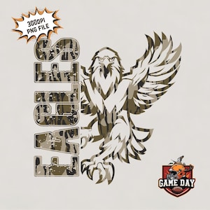 Camouflage Adler PNG | Camo Adler Shirt PNG | Eagles Head T-Shirt Sublimationsdesign l Camo Eagles Spirit Bilddruckdatei
