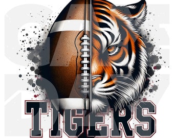 Tiger Football T-Shirt Design: Mascot Spirit PNG (Instant Download)