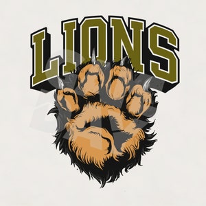 Mascota de los leones de Vegas Gold PNG Pata de león PNG l Espíritu de los leones PNG / Camiseta de los leones PNG / Mascota de los leones png / Diseño de la universidad de los leones. Descarga instantánea