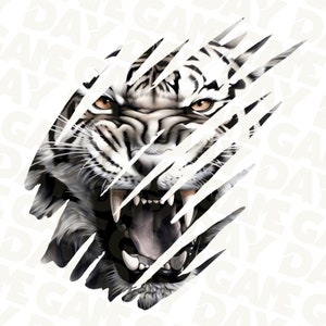 Tigre blanc à gratter PNG | Conception de chemise Tiger Game Day l Tiger Spirit PNG | Esprit de l'école du tigre png | Tigre de football png | Téléchargement instantané