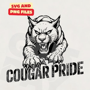 Cougar Pride SVG Cougar Pride png Mascotte de couguar png Chemise de cougar pour homme png Esprit d'école de cougar PNG Téléchargement instantané