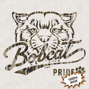 Camo Bobcats Pride PNG: Maskottchen Sublimationsdesign (Digitaler Download)