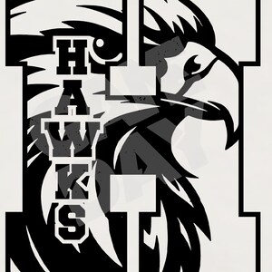 Hawks Mascot Design: Head Monogram PNG, SVG Cut File - Etsy