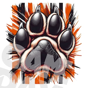 grunge Bulldog Paw PNG | bulldog Mascott sublimação design para camisetas moletons moletons canecas, meninos meninas homens mulher | Bulldogs school spirit