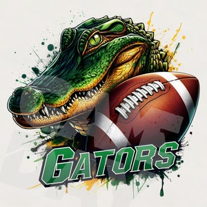 Grün Alligatoren Fußball PNG Gator Geist PNG Alligatoren Shirt T-Shirt Bilddesign Gator Maskottchen PNG Sublimationsdatei für T-Shirts Becher Kappen Hoodies