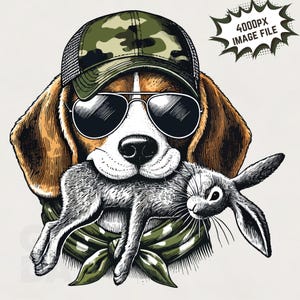 Rabbit Hunting png Rabbit Hunting Sublimation Hunting Dog png Beagle with rabbit in mouth image print file for boys woman and men