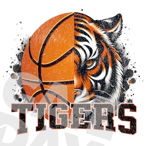 T-shirt de basket-ball Tiger Design par sublimation l Tiger Spirit PNG | Chemise Tigre PNG |  Mascotte de tigre png | Basketball Tiger png Téléchargement instantané