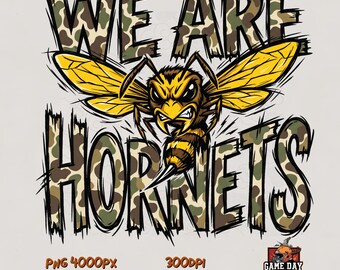 We are Hornets PNG: Camouflage mascotte sublimatieontwerp voor T-shirts en mokken (digitale download)