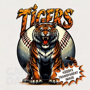Tigers Baseball png | Tiger Spirit PNG | Tiger Shirt PNG | Tiger T-shirt Sublimation design image print file