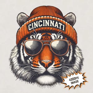 Cincinnati Football Tiger Mascot PNG: Sublimation Design (Digital Download)