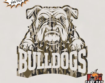 bulldogscamo PNG | Camo bulldog Mascot sublimation design for tees sweatshirts hoodies mugs | Bulldogs school spirit camouflage pattern