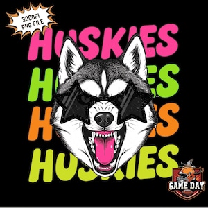 Huskies neon png, Huskies Star Glasses PNG | Huskies text Sublimation design image print file | Huskies shirt png for women and kids
