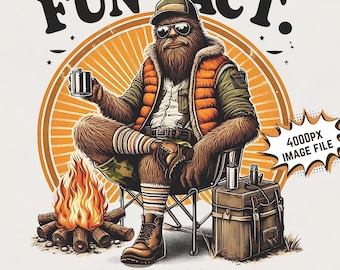 Funny Bigfoot PNG: Hiking Sasquatch Sublimation Design (Digital Download)