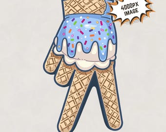 Ice Cream Baseball Glove PNG: Camo Waffle Cone Design (Digital Download)