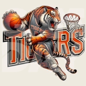 Basketball Tiger png | Tiger Spirit PNG | Tiger Shirt PNG | Tiger T-shirt Sublimation design l Tiger mascot png | Instant download
