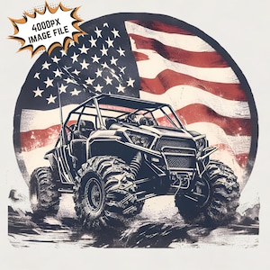Patriotic UTV Sublimation Design: USA Flag Off-Road Vehicle (PNG File)