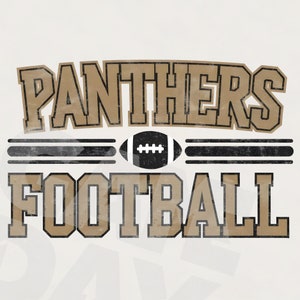 Panthers Football PNG |Panther mascot png | Black and Gold Panther Spirit football team logo sublimation design transparent Instant download