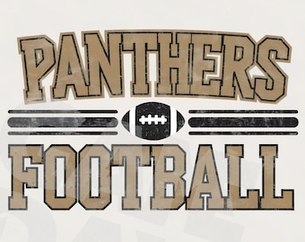 Mascote do time de futebol americano Panthers PNG: logotipo do time preto e dourado (download digital)