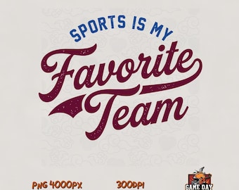 Sport is mijn favoriete team PNG: Grappige mascotte schoolgeest sublimatiebestand digitale download