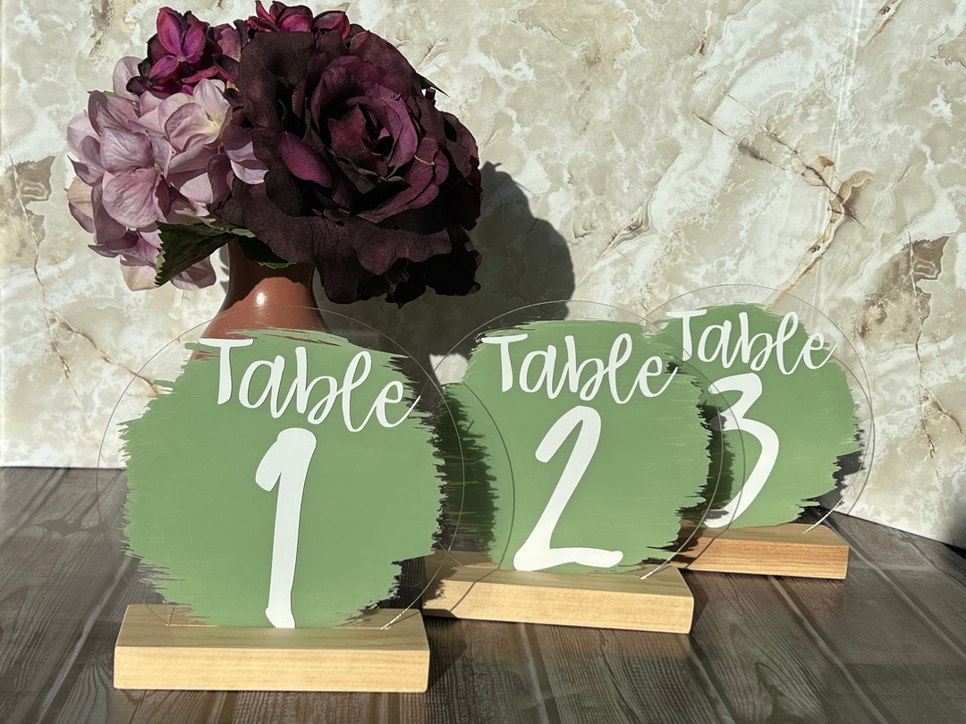 Painted Acrylic Table Number Signs Etsy