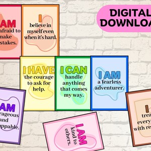 Conjunto de 104 afirmaciones para niños - Tarjetas positivas para la confianza, la alegría y el crecimiento - Citas inspiradoras para niños