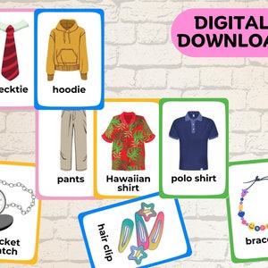 96 roupas e acessórios flashcards cartões educativos para crianças moda vocabulário recursos de ensino em casa