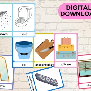 104 coisas na casa Flashcards - Cartões educativos para crianças - Vocabulário doméstico - Recursos de ensino em casa