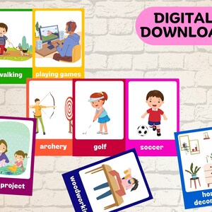 80 Hobby Flashcard Attività per il tempo libero Risorsa didattica per la scuola materna e domestica